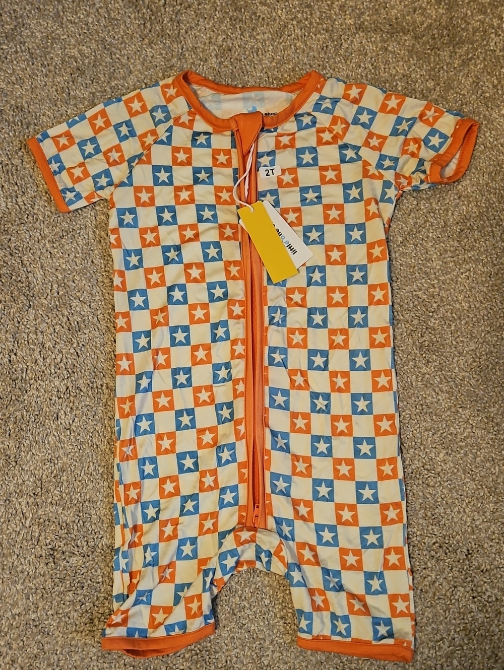 NWT Little One Shop Bamboo Shortie Romper 2T Patriotic Stars Fourth of July